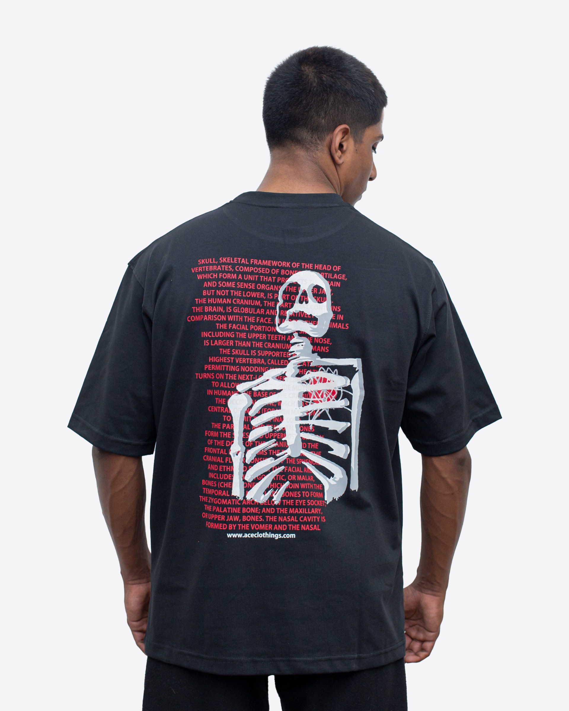 ACE Vintage Skull Graphic Oversize Tee - Black - Unsex