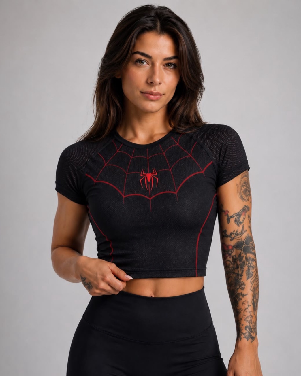 ACE Spider Active Crop Top -(Red)